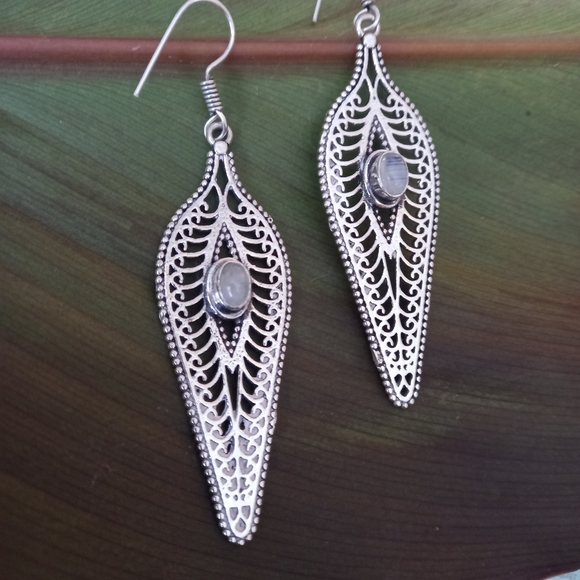 Dreamgems Jewelry - Moonstone 925 Sterling Silver Filigree Earrings